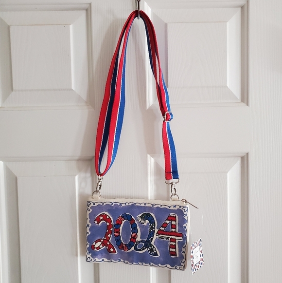 NWT BRIGHTON 2024 VOTE ELECTION DAY POUCH BAG SHOULDER CROSSBODY RED WHITE BLUE - Picture 9 of 15